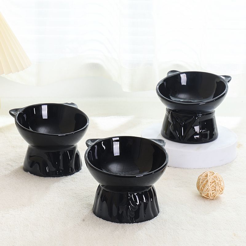 Wholesale Ceramic Pet Bowl Cat Dog Bowls Feeder Black