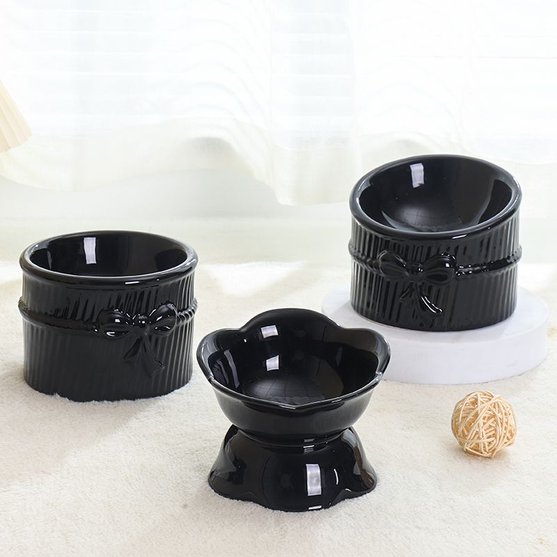 Wholesale Ceramic Pet Bowl Cat Doggie Bowls Feeder Black