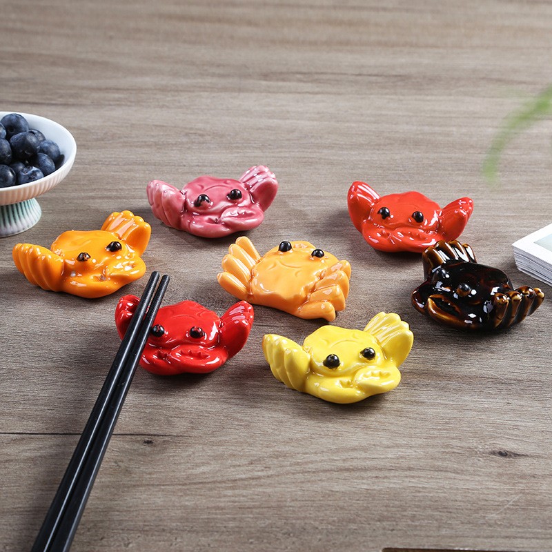 Wholesale Ceramic Crab Chopstick Holder Rest Solid Color