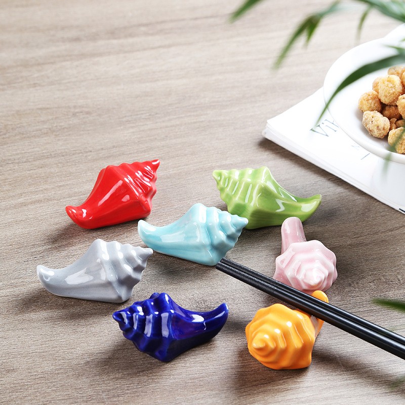 Wholesale Ceramic Conch Chopstick Holder Rest Solid Color