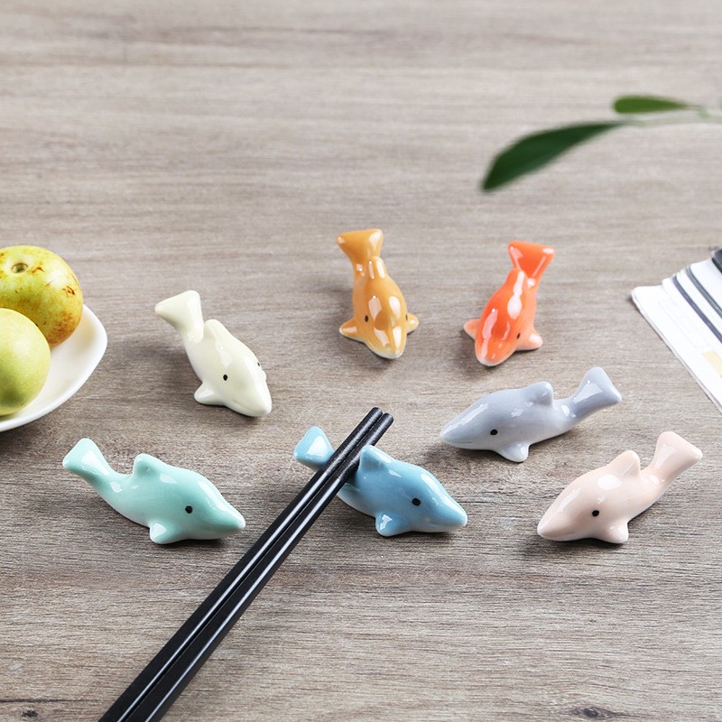 Wholesale Ceramic Dolphin Chopstick Holder Solid Color