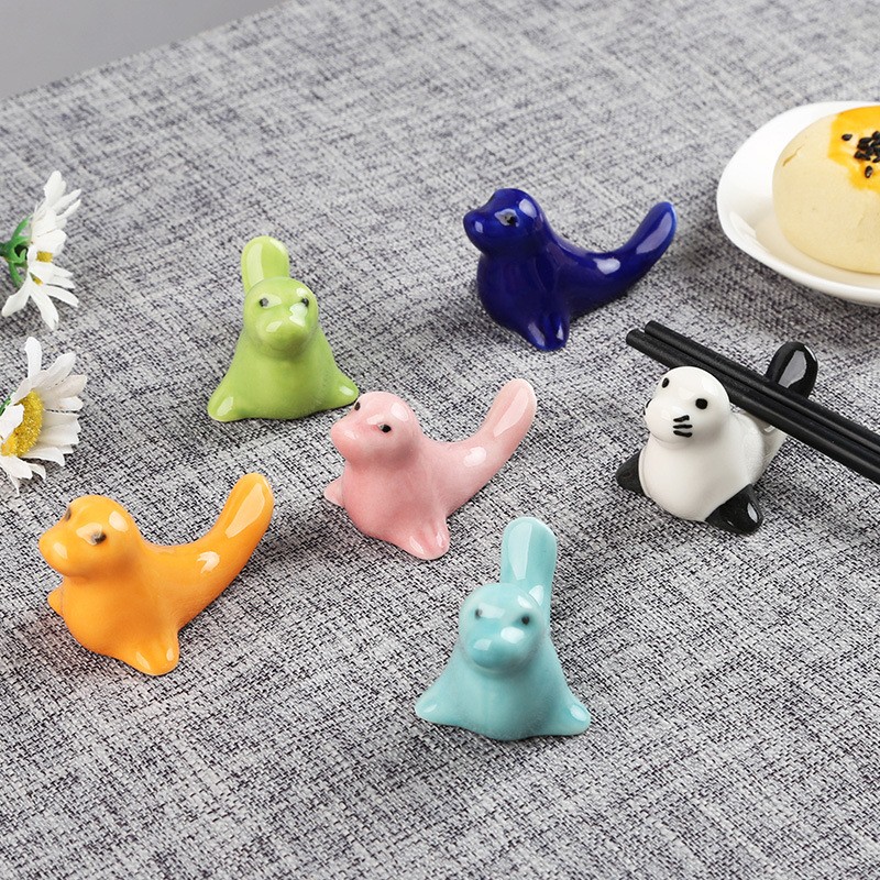 Wholesale Ceramic Sea Lions Chopstick Holder Rest Solid Color