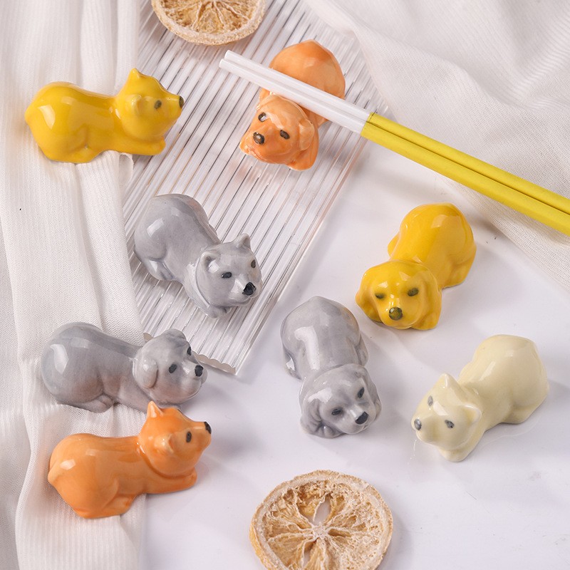 Wholesale Ceramic Dog Chopstick Rest Solid Color