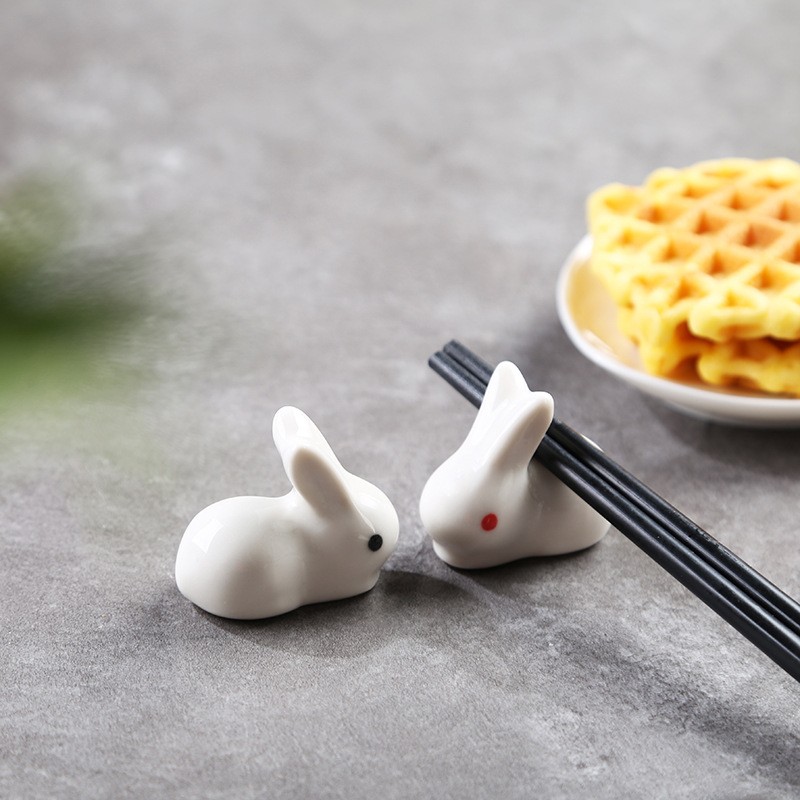 Wholesale Ceramic Cute Rabbit Chopstick Rest Holder