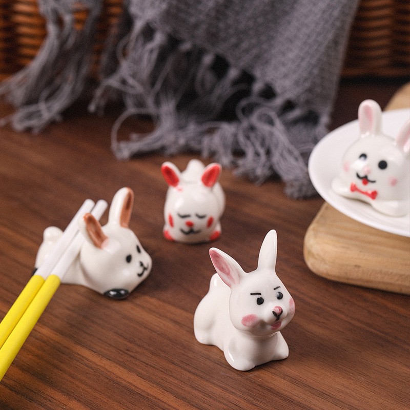 Wholesale Ceramic Hand Painted Rabbit Chopstick Rest Holder