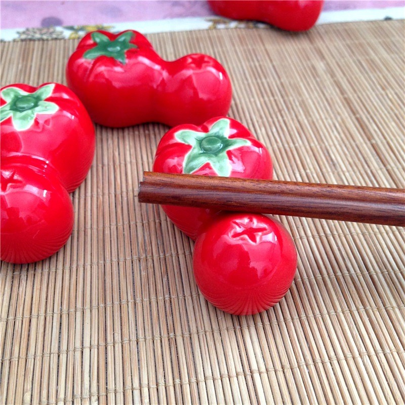 Wholesale Ceramic Tomato Chopstick Rest Holder Hand Painted