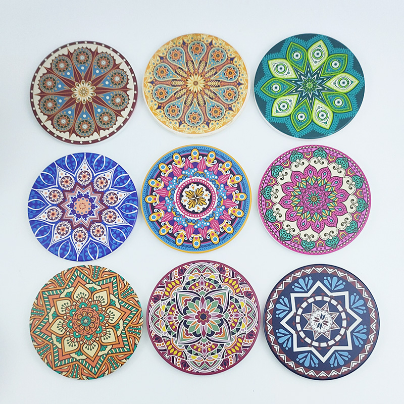 Wholesale Custom Ceramic Coaster Mandala Design
