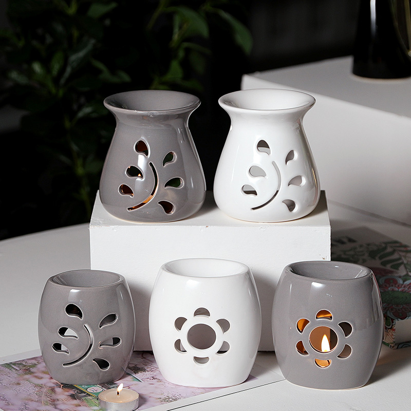 Wholesale Ceramic Hollow Flower Solid Color T Light Candle Holder