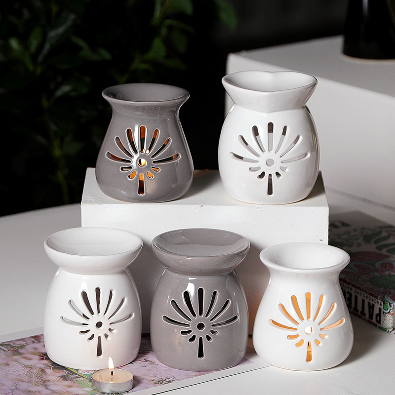 Wholesale Custom Ceramic Solid Color Hollow Pattern T Light Candle Container