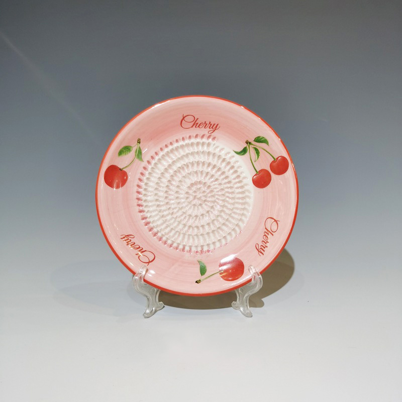 Wholesale Custom Design Ceramic Garlic Grater Plate Cherry
