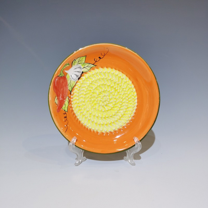 Wholesale Hand Painted Chili Garlic Design Ceramic Grater Plate