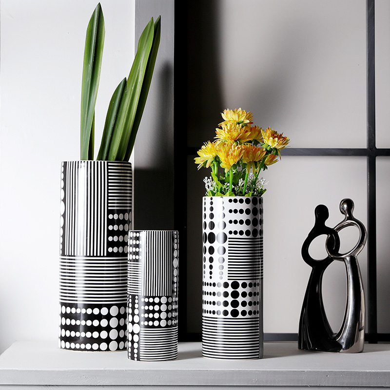 Wholesale Custom Ceramic Round Dot Flower Vase Pot Decal