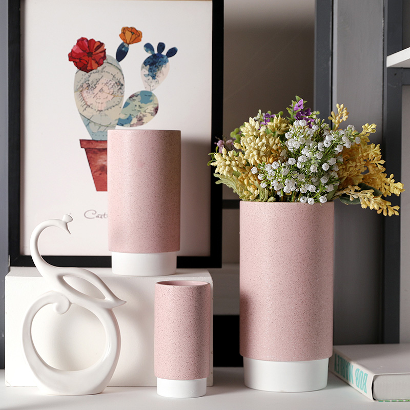Wholesale Custom Ceramic Sand Pink Flower Vase