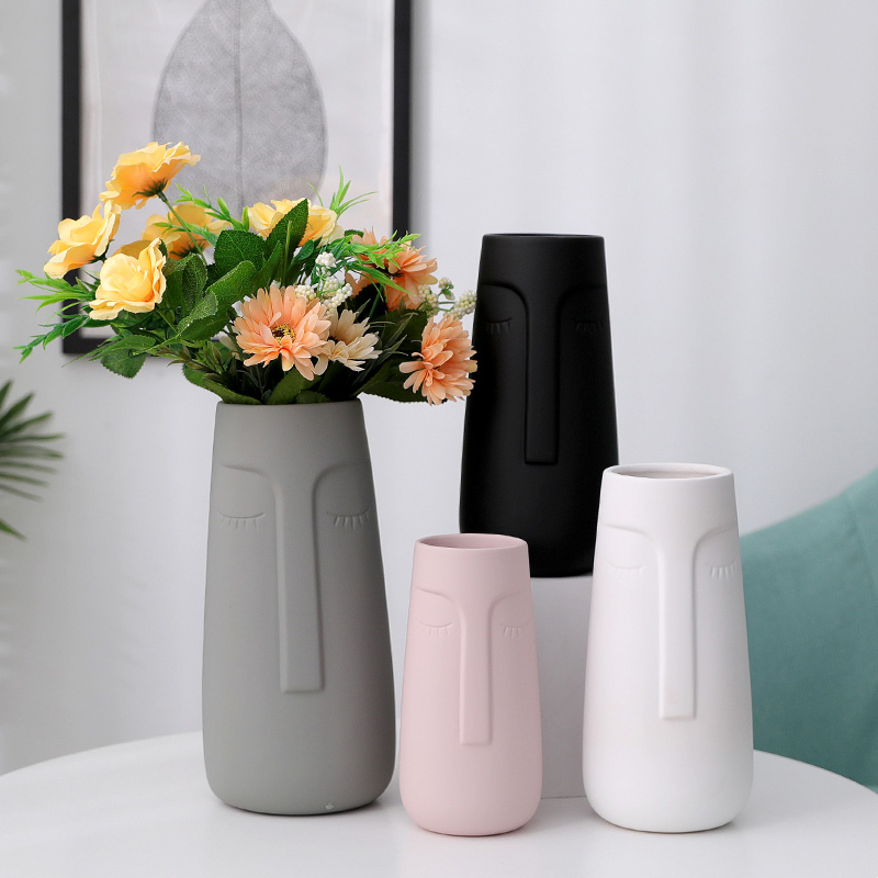 Wholesale Custom Ceramic Face Design Flower Vase